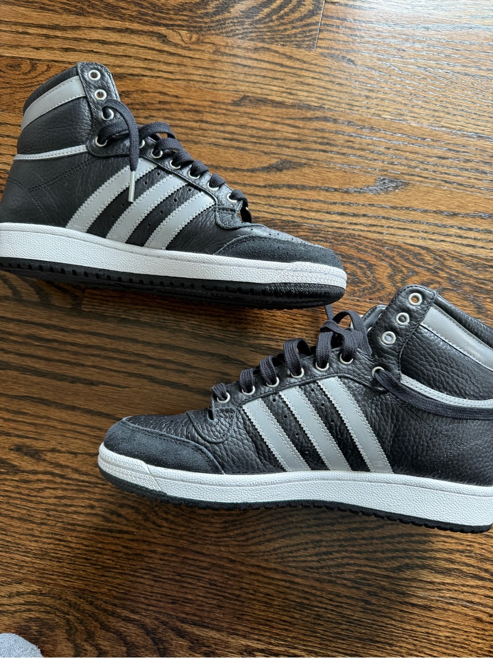 adidas Black and Gray High-Top Sneakers with Three Stripes